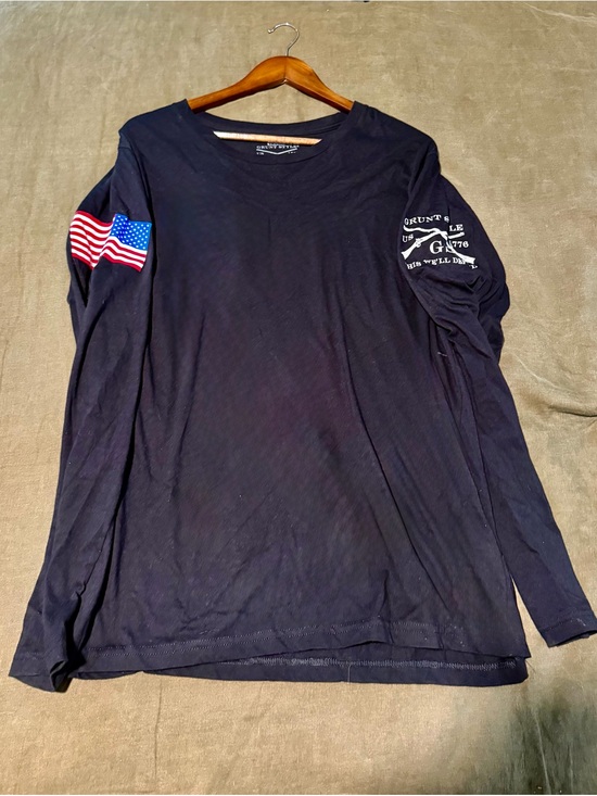 Other - Men's Navy Long-Sleeve Graphic Shirt with Flag Accent